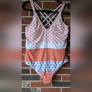 Cupshe Women's Swim One Piece in Orange and White